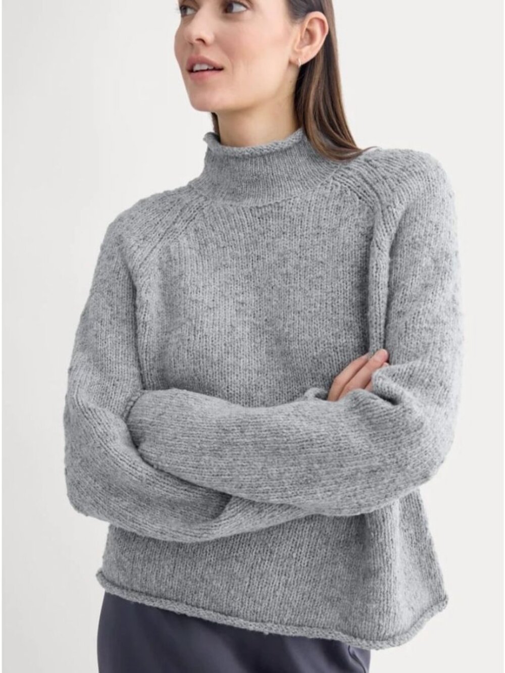 Everlane Rollneck Sweater Women's Size Small in Heather Grey Twist New With Tags - Picture 1 of 6